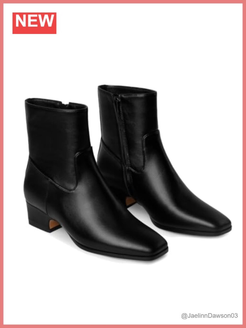 Women's Square Toe Ankle Boots Low Chunky Block Heel Side Zipper Booties